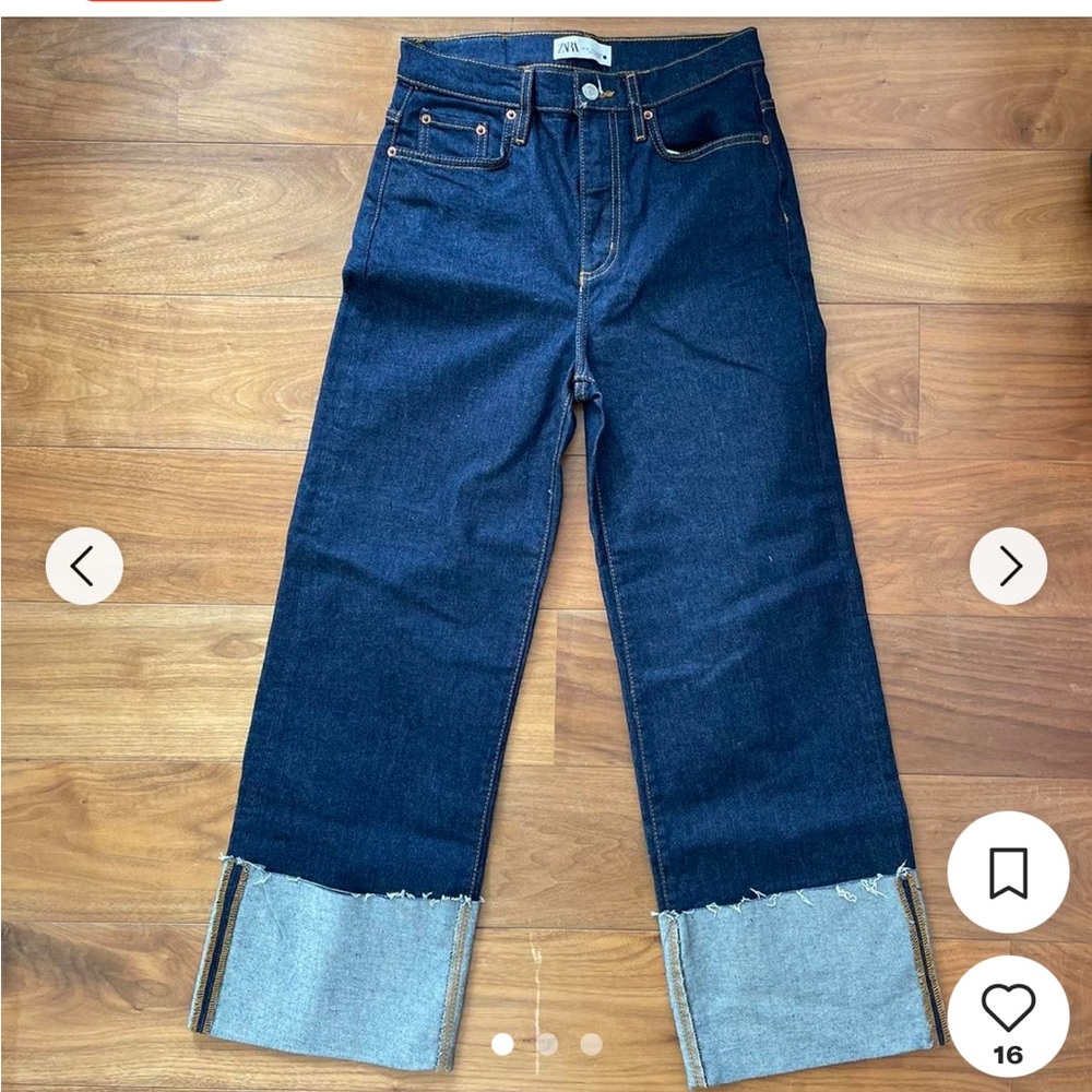 ZARA | Folded Up Hem Wide Leg Jean